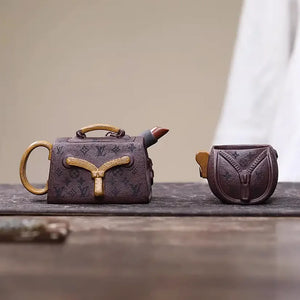 Traditional Yixing Purple Clay Teapot with Matching Cups – Made of Aged Zini Clay