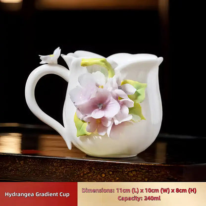 Hand-Sculpted Flower Ceramic Mug | Unique Gift for Her