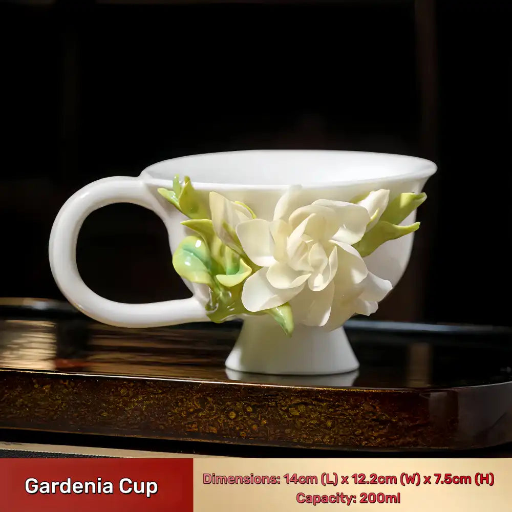 Hand-Sculpted Flower Ceramic Mug | Unique Gift for Her