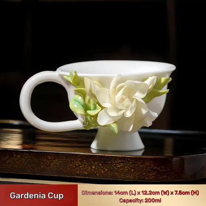Hand-Sculpted Flower Ceramic Mug | Unique Gift for Her