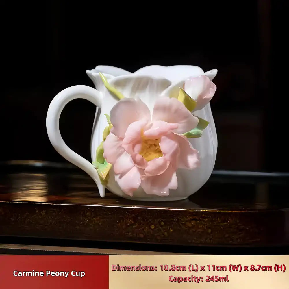 Hand-Sculpted Flower Ceramic Mug | Unique Gift for Her