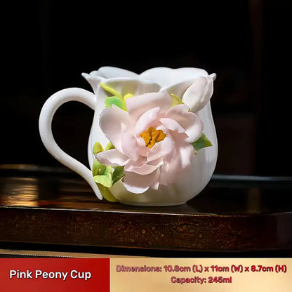 Hand-Sculpted Flower Ceramic Mug | Unique Gift for Her