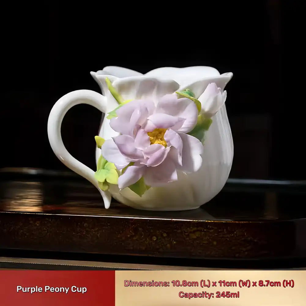 Hand-Sculpted Flower Ceramic Mug | Unique Gift for Her