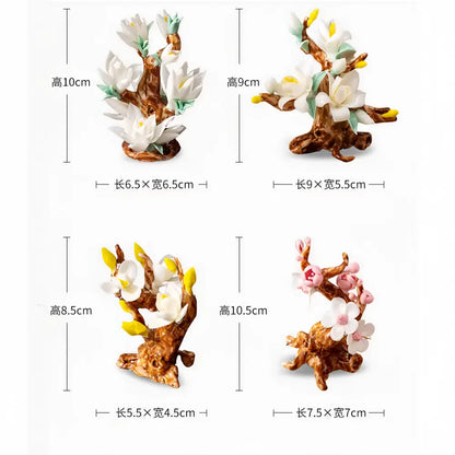 New Chinese Porcelain Flower Tea Table Decor – Pure Handmade