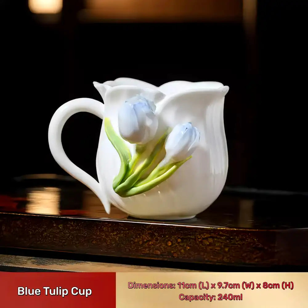 Hand-Sculpted Flower Ceramic Mug | Unique Gift for Her