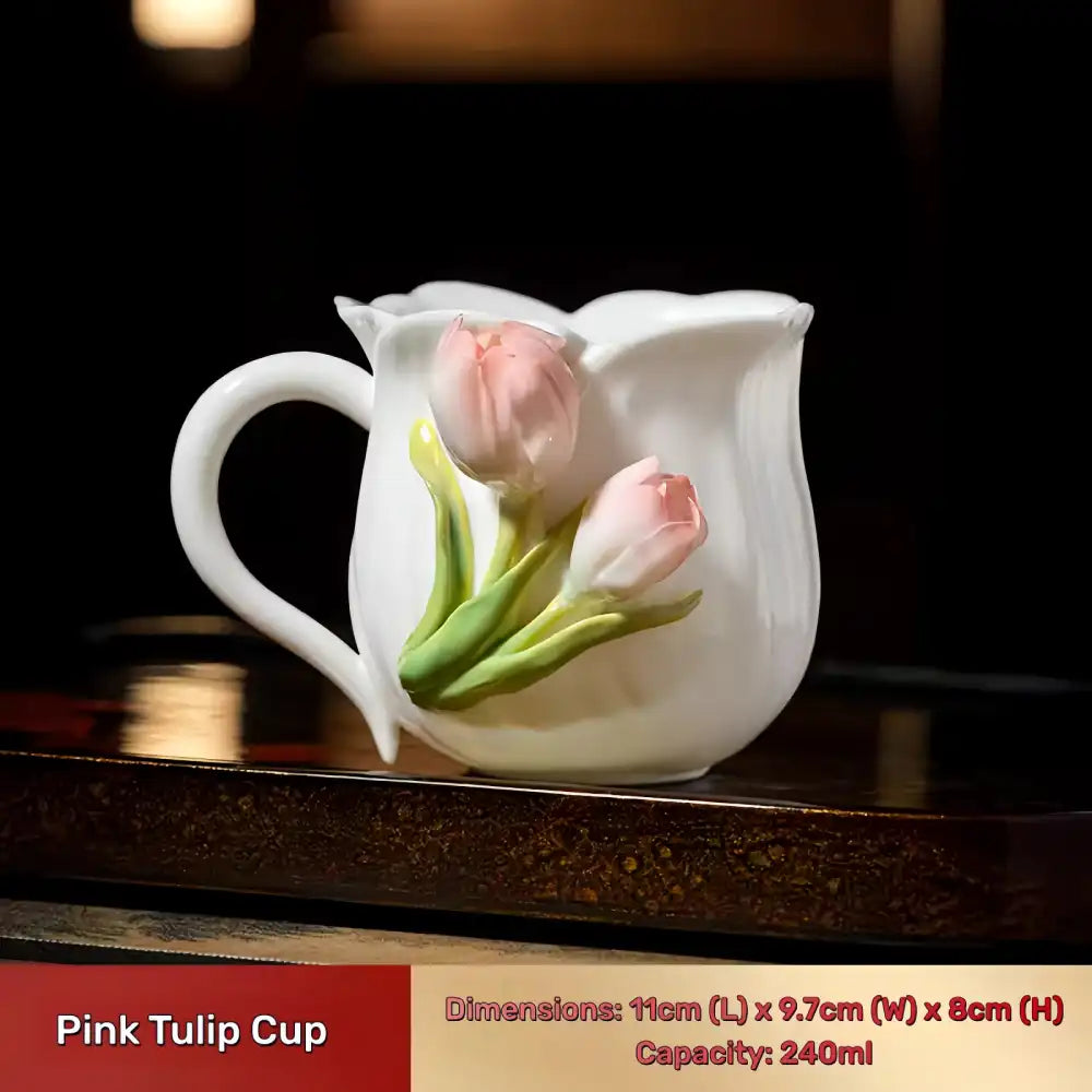 Hand-Sculpted Flower Ceramic Mug | Unique Gift for Her