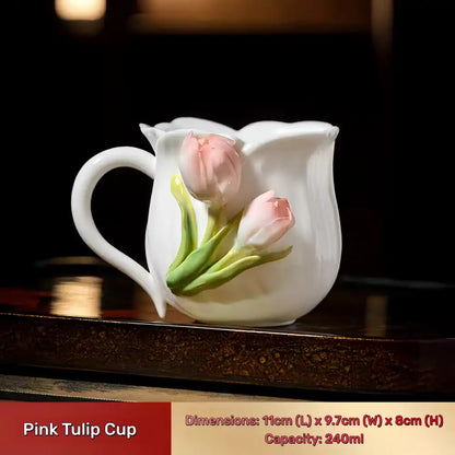 Hand-Sculpted Flower Ceramic Mug | Unique Gift for Her