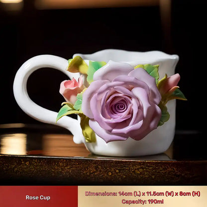 Hand-Sculpted Flower Ceramic Mug | Unique Gift for Her