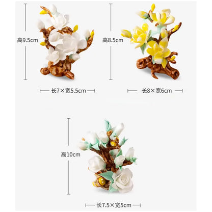 New Chinese Porcelain Flower Tea Table Decor – Pure Handmade