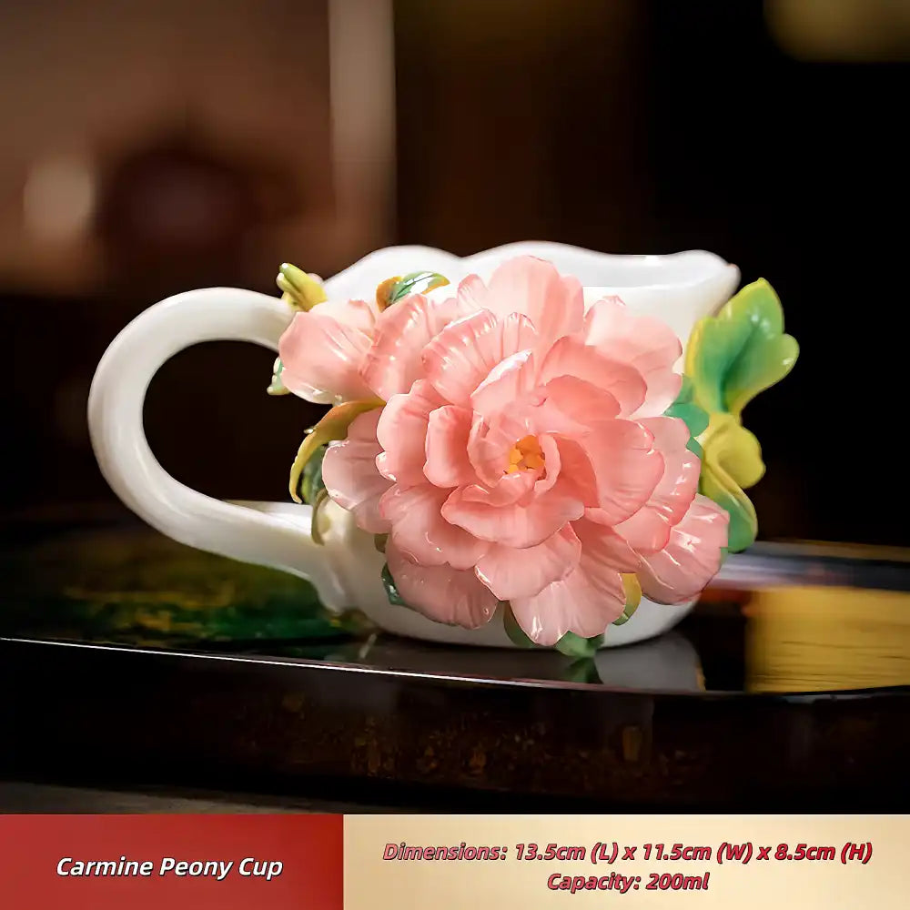 Hand-Sculpted Flower Ceramic Mug | Unique Gift for Her