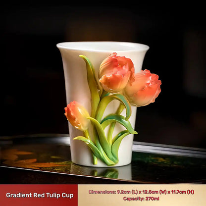 Hand-Sculpted Flower Ceramic Mug | Unique Gift for Her