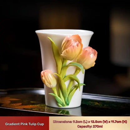 Hand-Sculpted Flower Ceramic Mug | Unique Gift for Her