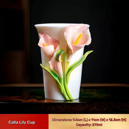 Hand-Sculpted Flower Ceramic Mug | Unique Gift for Her