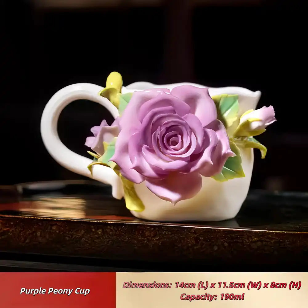 Hand-Sculpted Flower Ceramic Mug | Unique Gift for Her