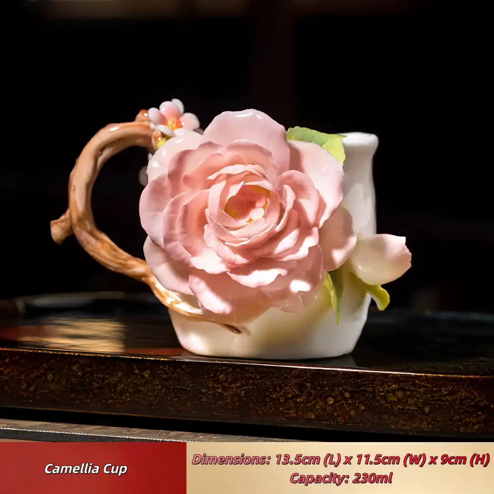 Hand-Sculpted Flower Ceramic Mug | Unique Gift for Her