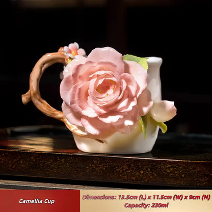 Hand-Sculpted Flower Ceramic Mug | Unique Gift for Her