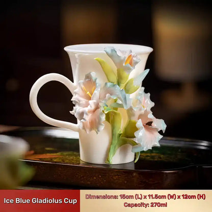 Hand-Sculpted Flower Ceramic Mug | Unique Gift for Her