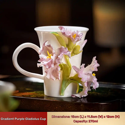 Hand-Sculpted Flower Ceramic Mug | Unique Gift for Her