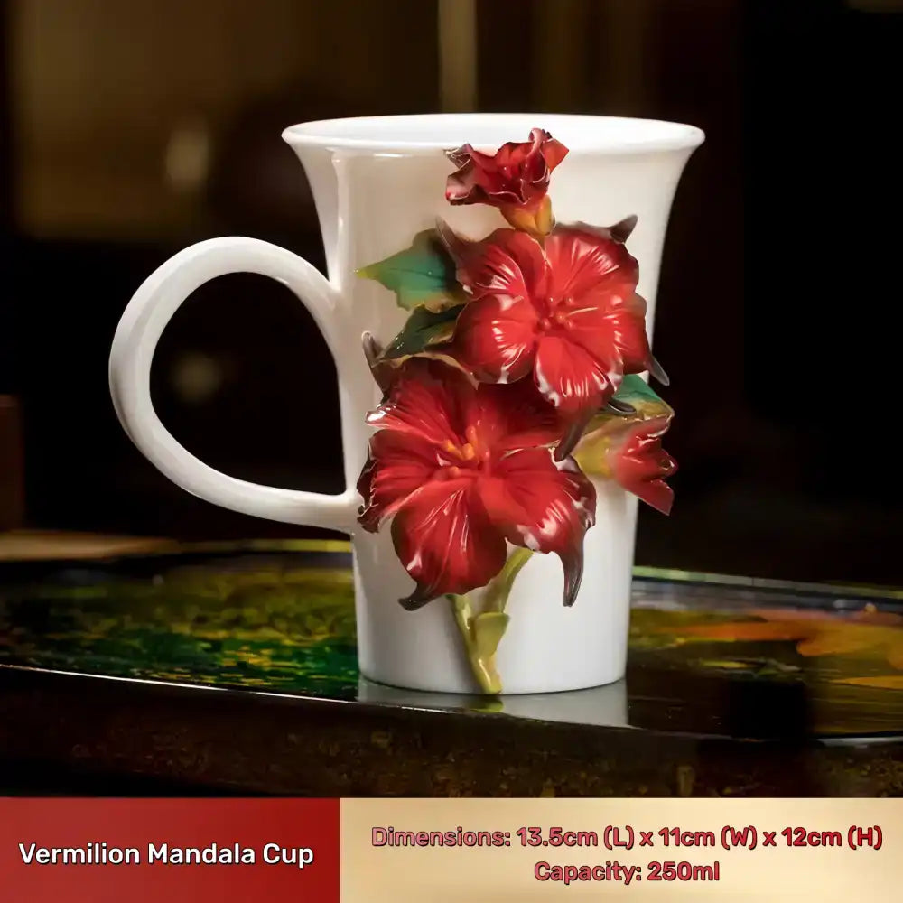 Hand-Sculpted Flower Ceramic Mug | Unique Gift for Her
