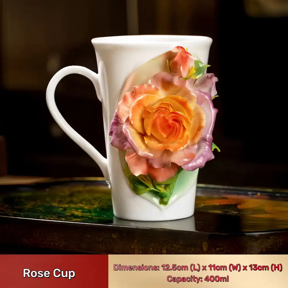 Hand-Sculpted Flower Ceramic Mug | Unique Gift for Her