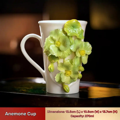 Hand-Sculpted Flower Ceramic Mug | Unique Gift for Her