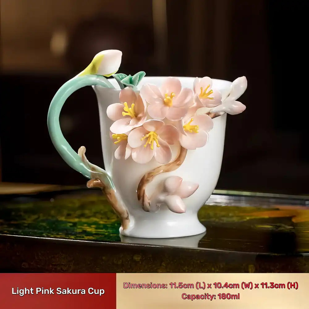 Hand-Sculpted Flower Ceramic Mug | Unique Gift for Her