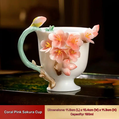 Hand-Sculpted Flower Ceramic Mug | Unique Gift for Her