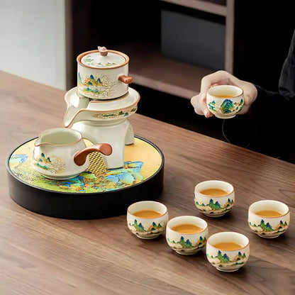 High-end Ru Kiln Tea Set, New Home Owner's Cup Housewarming Gift, Chinese Hospitality Tea Set