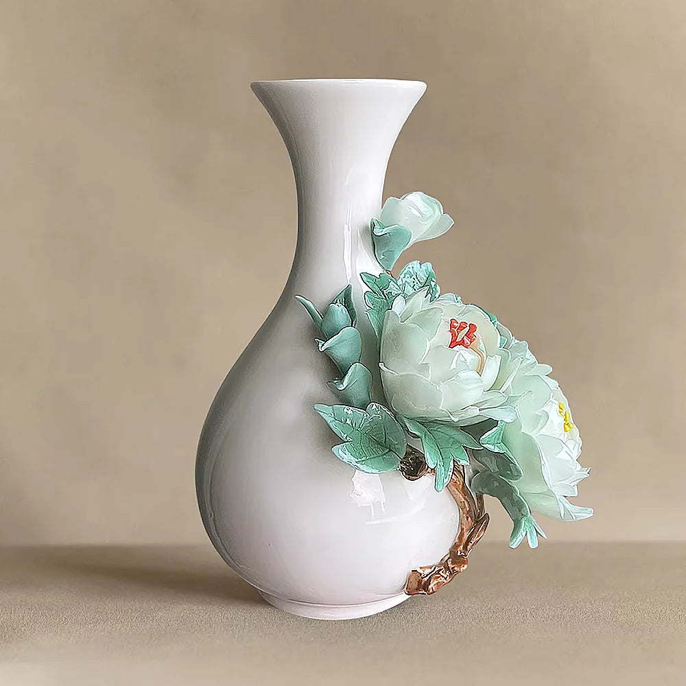 Intangible Cultural Heritage Handmade Peony Vase – Peony Max, Green