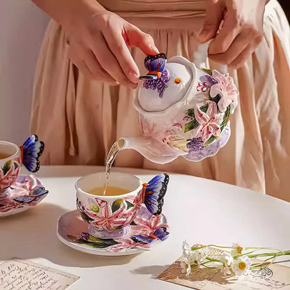 The Lily Brew: Sculptural Ceramic Teapot & Cup Set