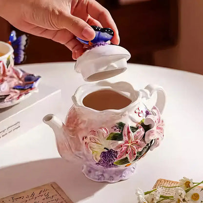 The Lily Brew: Sculptural Ceramic Teapot & Cup Set