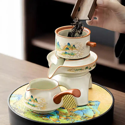 High-end Ru Kiln Tea Set, New Home Owner's Cup Housewarming Gift, Chinese Hospitality Tea Set