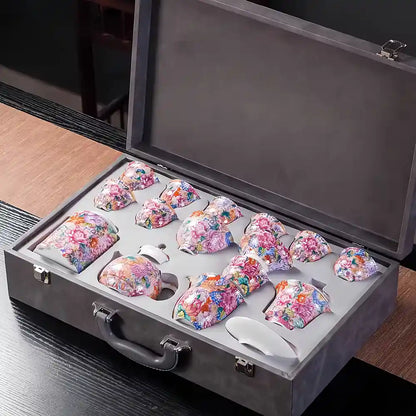 Hand-painted Enamel Teapot with Gaiwan & Cups – Heirloom-Quality Artistry for Tea Masters and Discerning Collectors