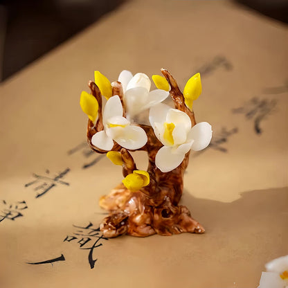 New Chinese Porcelain Flower Tea Table Decor – Pure Handmade