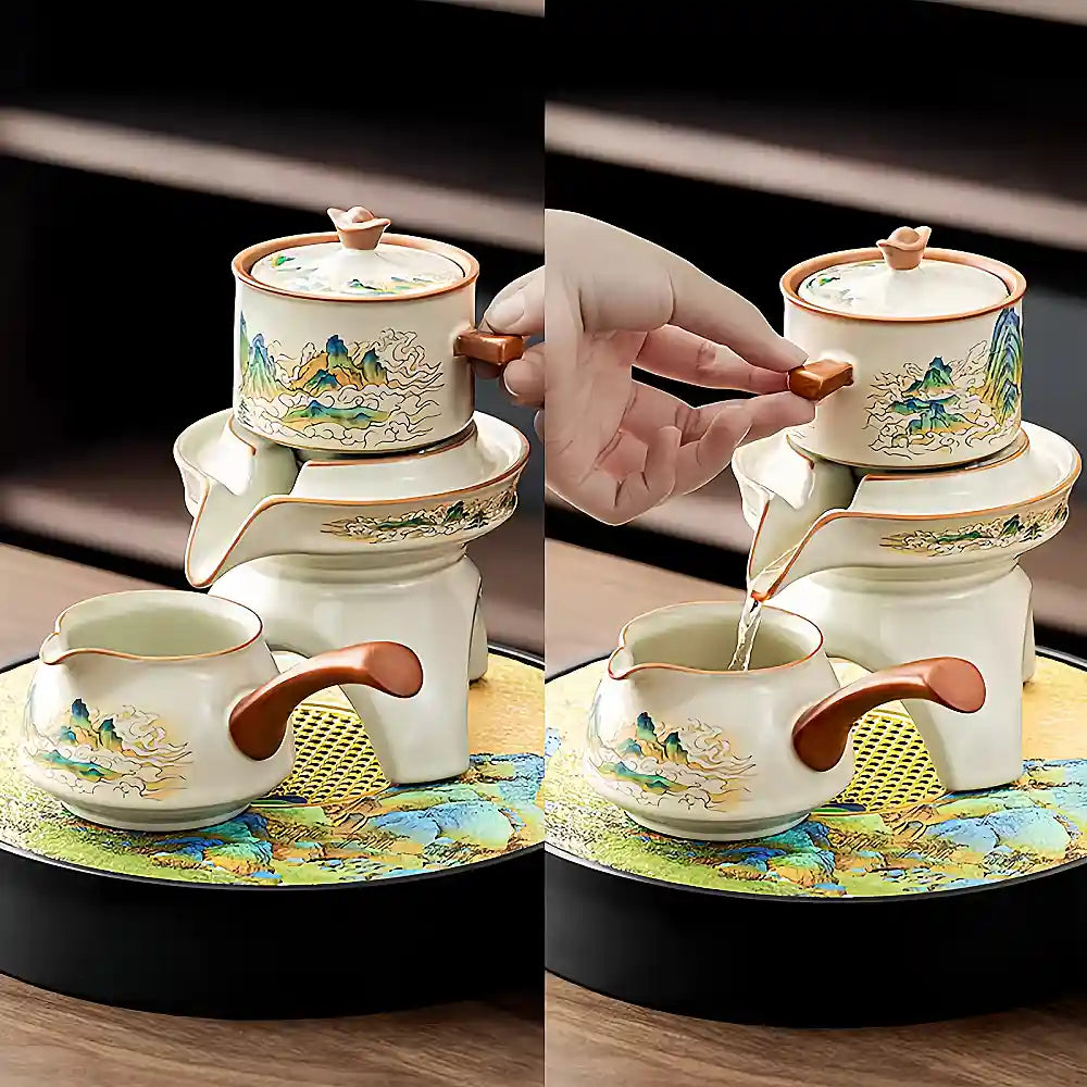 High-end Ru Kiln Tea Set, New Home Owner's Cup Housewarming Gift, Chinese Hospitality Tea Set