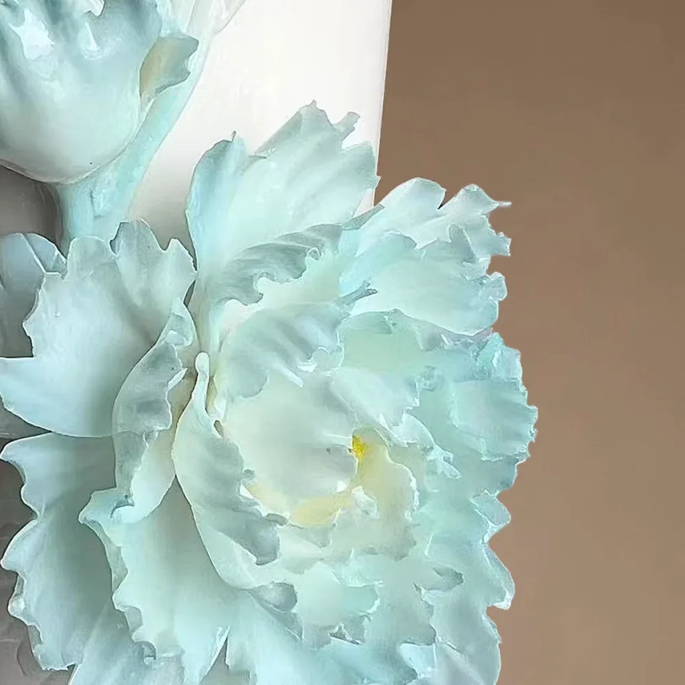 Intangible Cultural Heritage Handmade Peony Vase – Ice Sea Blue