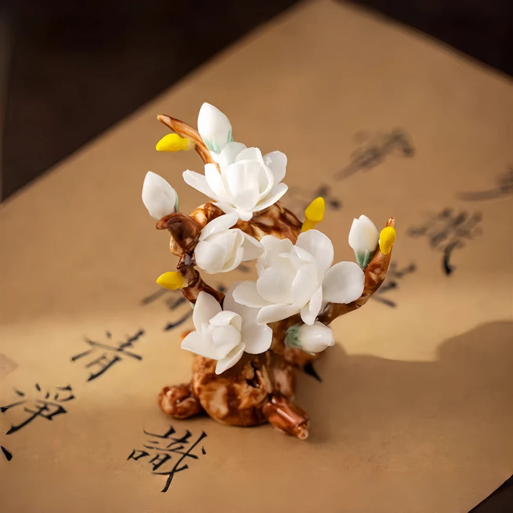 New Chinese Porcelain Flower Tea Table Decor – Pure Handmade