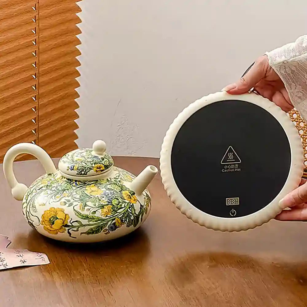 Vintage Oil Painting Rose Flower Teapot & Cup Set – Ceramic Teapot with Cups, Retro Floral Tea Set, Elegant Gift Box for Women