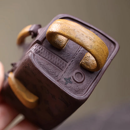Traditional Yixing Purple Clay Teapot with Matching Cups – Made of Aged Zini Clay