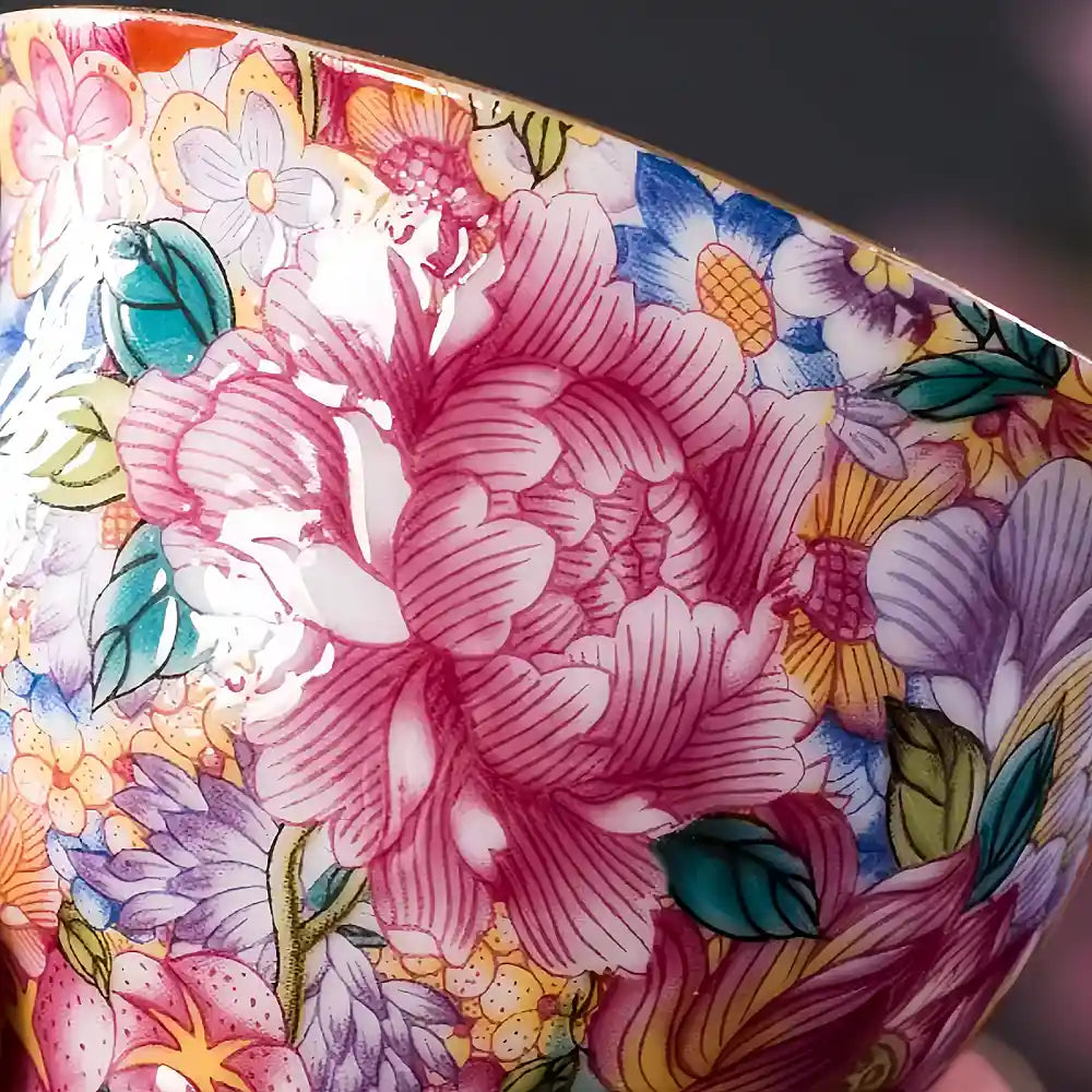 Hand-painted Enamel Teapot with Gaiwan & Cups – Heirloom-Quality Artistry for Tea Masters and Discerning Collectors