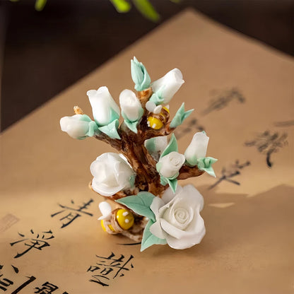 New Chinese Porcelain Flower Tea Table Decor – Pure Handmade