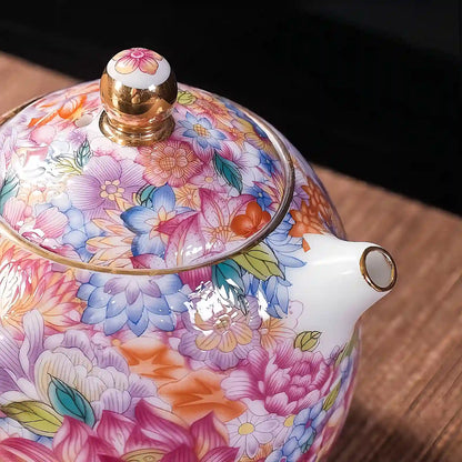 Hand-painted Enamel Teapot with Gaiwan & Cups – Heirloom-Quality Artistry for Tea Masters and Discerning Collectors