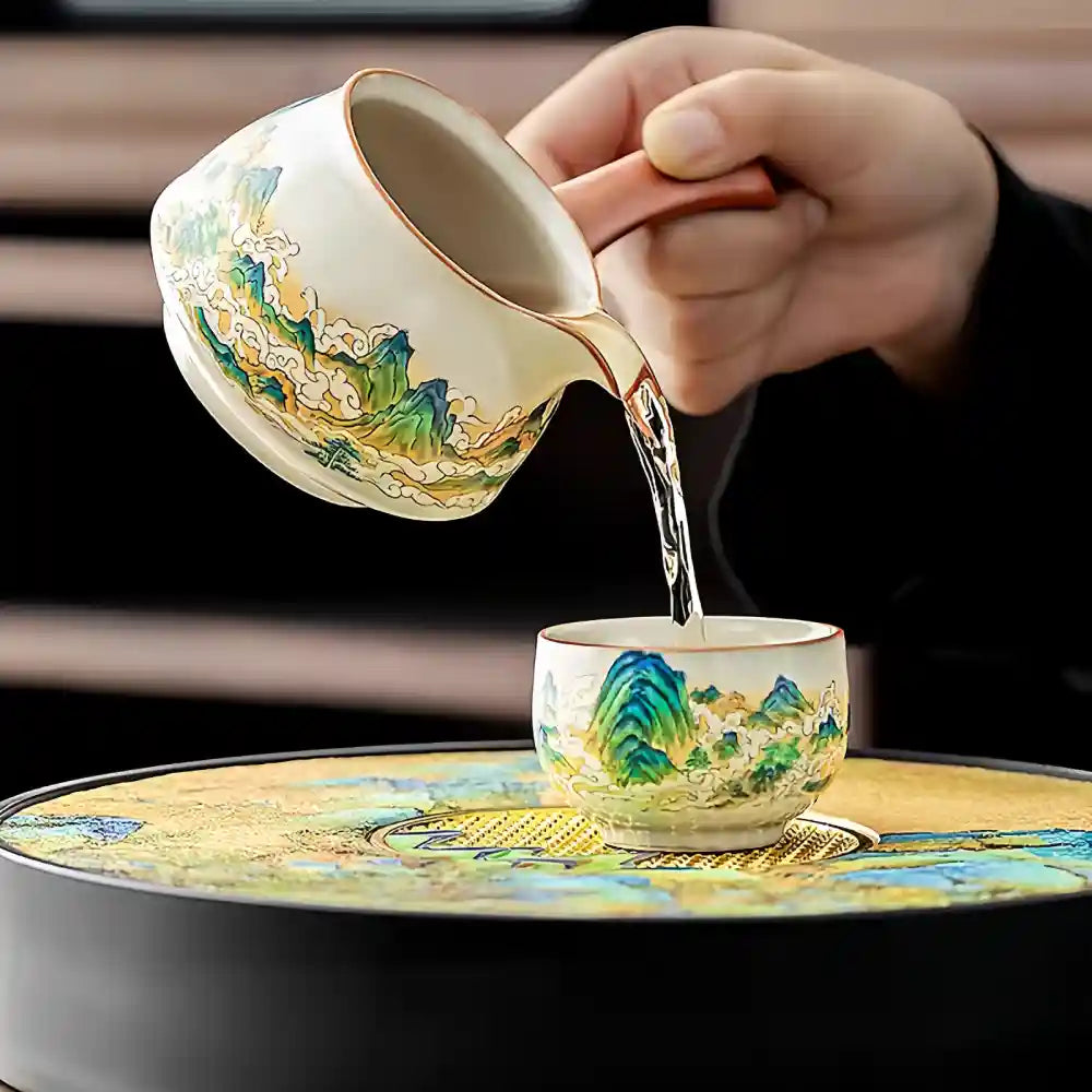 High-end Ru Kiln Tea Set, New Home Owner's Cup Housewarming Gift, Chinese Hospitality Tea Set