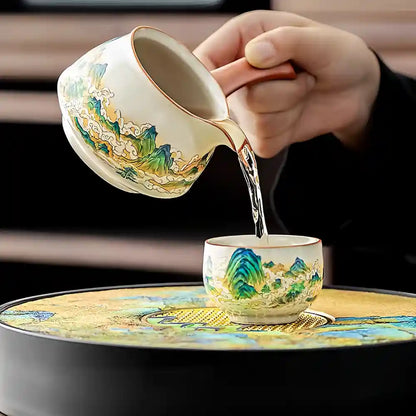 High-end Ru Kiln Tea Set, New Home Owner's Cup Housewarming Gift, Chinese Hospitality Tea Set