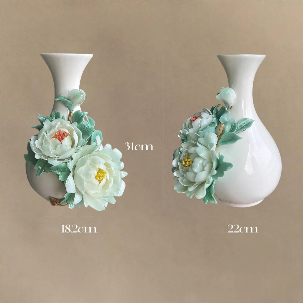 Intangible Cultural Heritage Handmade Peony Vase – Peony Max, Green
