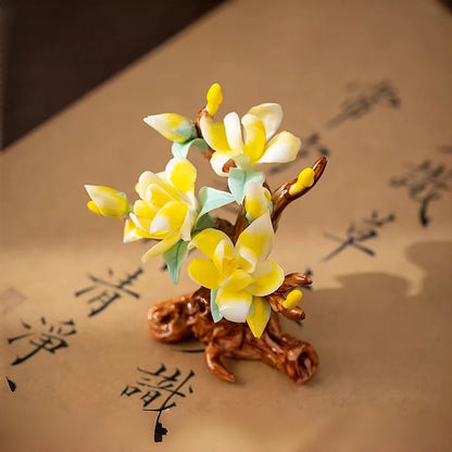 New Chinese Porcelain Flower Tea Table Decor – Pure Handmade