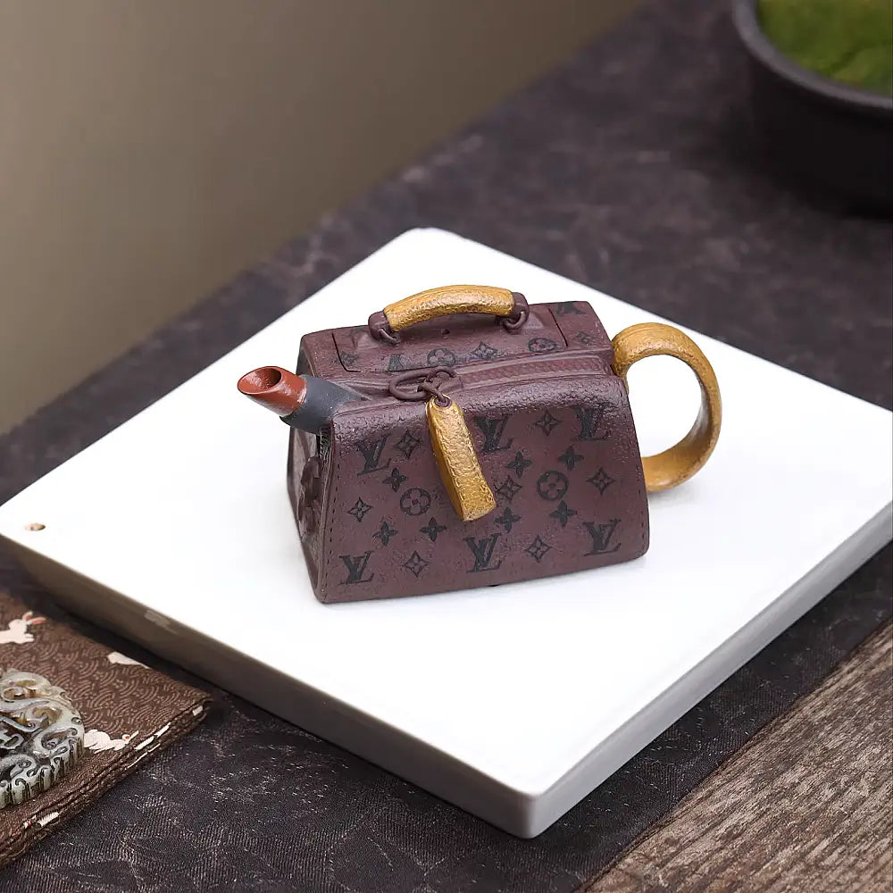 Traditional Yixing Purple Clay Teapot with Matching Cups – Made of Aged Zini Clay