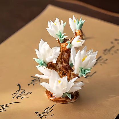 New Chinese Porcelain Flower Tea Table Decor – Pure Handmade