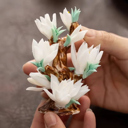 New Chinese Porcelain Flower Tea Table Decor – Pure Handmade