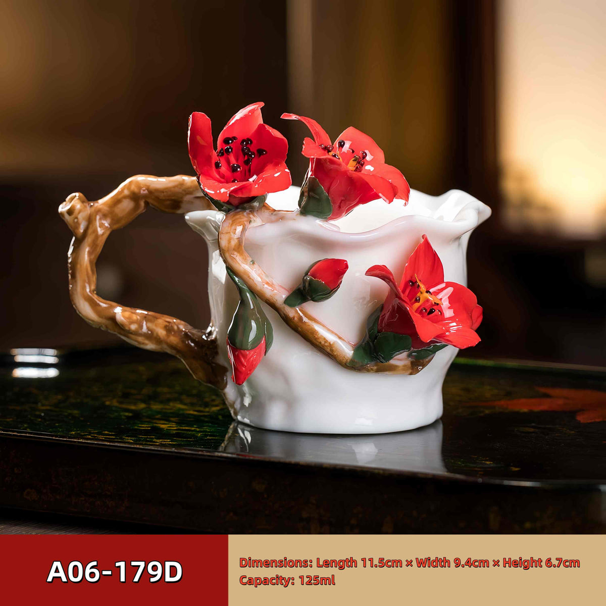 Intangible Cultural Heritage Hand-Pinched Flower Mug - A-17